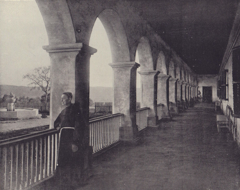 The Santa Barbara Mission. California. STODDARD 1895 old antique print picture